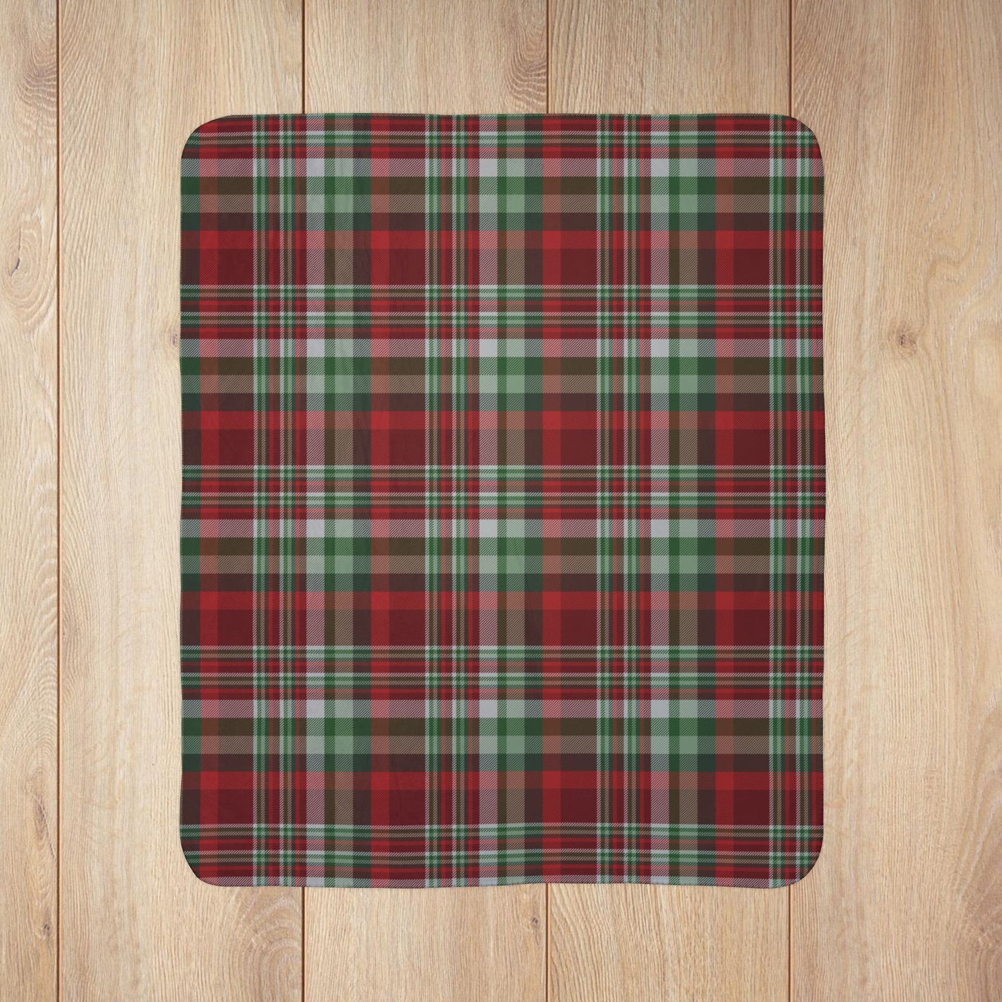 Christmas Green & Maroon Plaid Fleece Sherpa Blanket