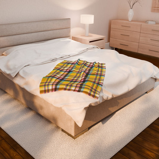 Intersex Progress Pride Plaid Velveteen Plush Blanket