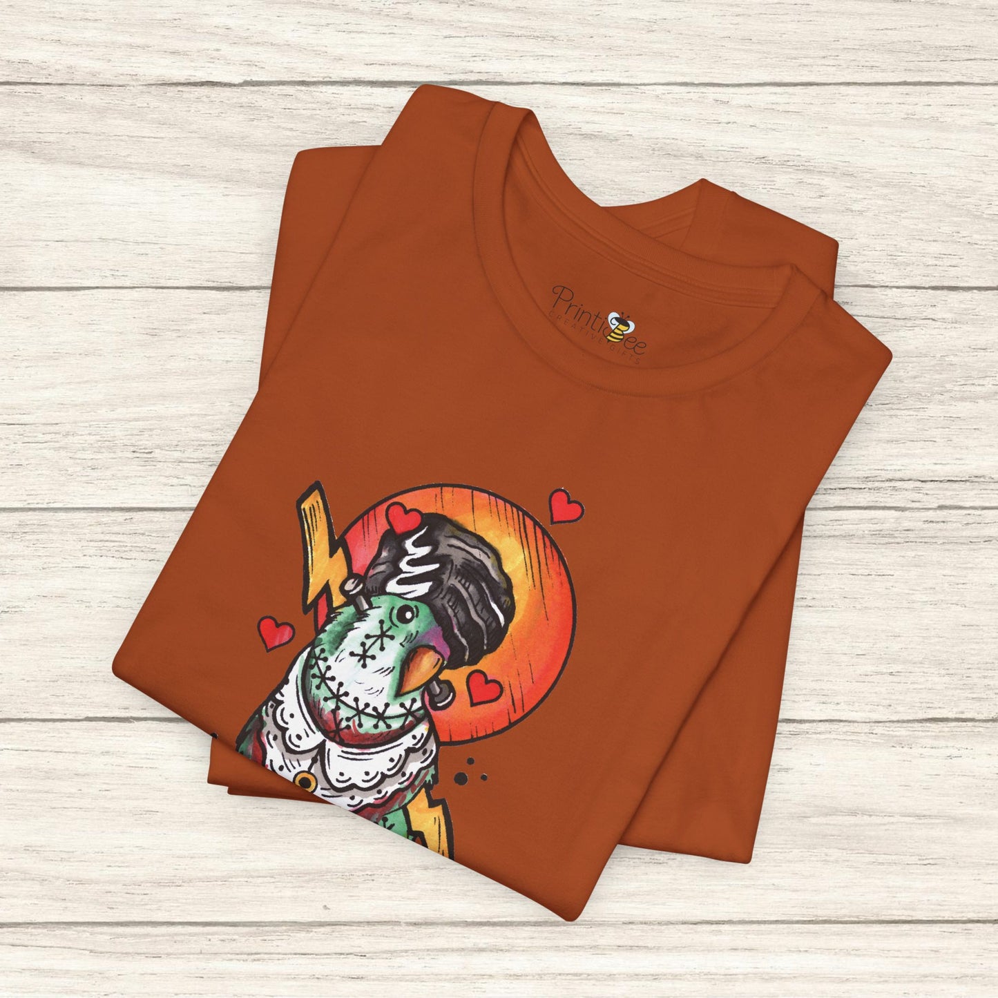 Bride of Frankenstein Lovebird, Hand-Drawn & Hand-Colored Tee