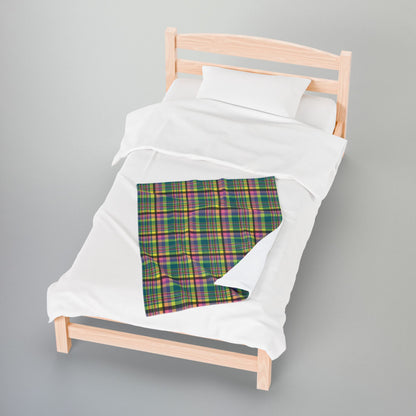 Light Green & Pink Ohio Plaid Velveteen Plush Blanket