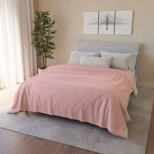 60" × 80" Beige Pink & Cream Gingham Fleece Sherpa Blanket