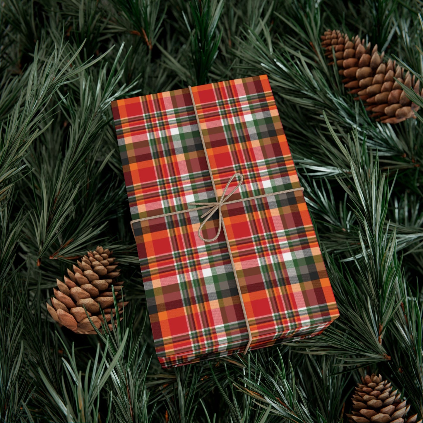 Christmas Red & Pewter Tampa Bay FL Plaid Gift Wrapping Paper Roll
