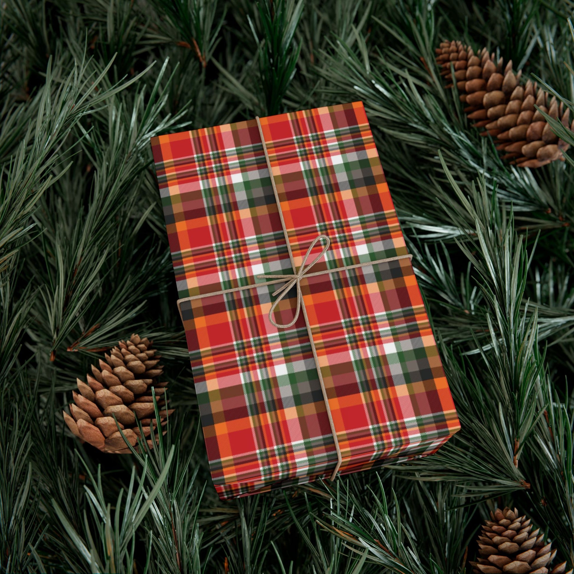 Christmas Red & Pewter Tampa Bay FL Plaid Gift Wrapping Paper Roll