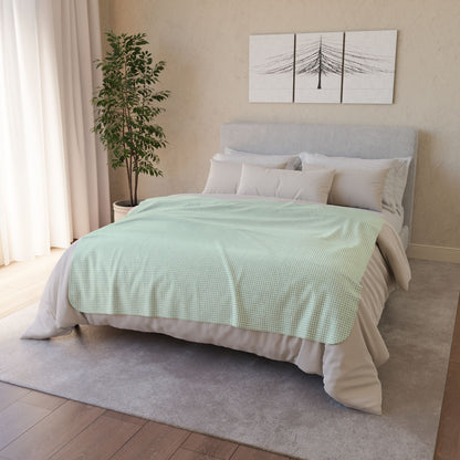 50" × 60" Grey Mint Green & Cream Gingham Fleece Sherpa Blanket