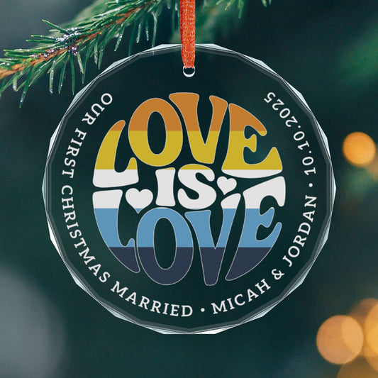 Round One size Custom Crystal Love is Love Aromantic Asexual Pride 3" Circle Ornament