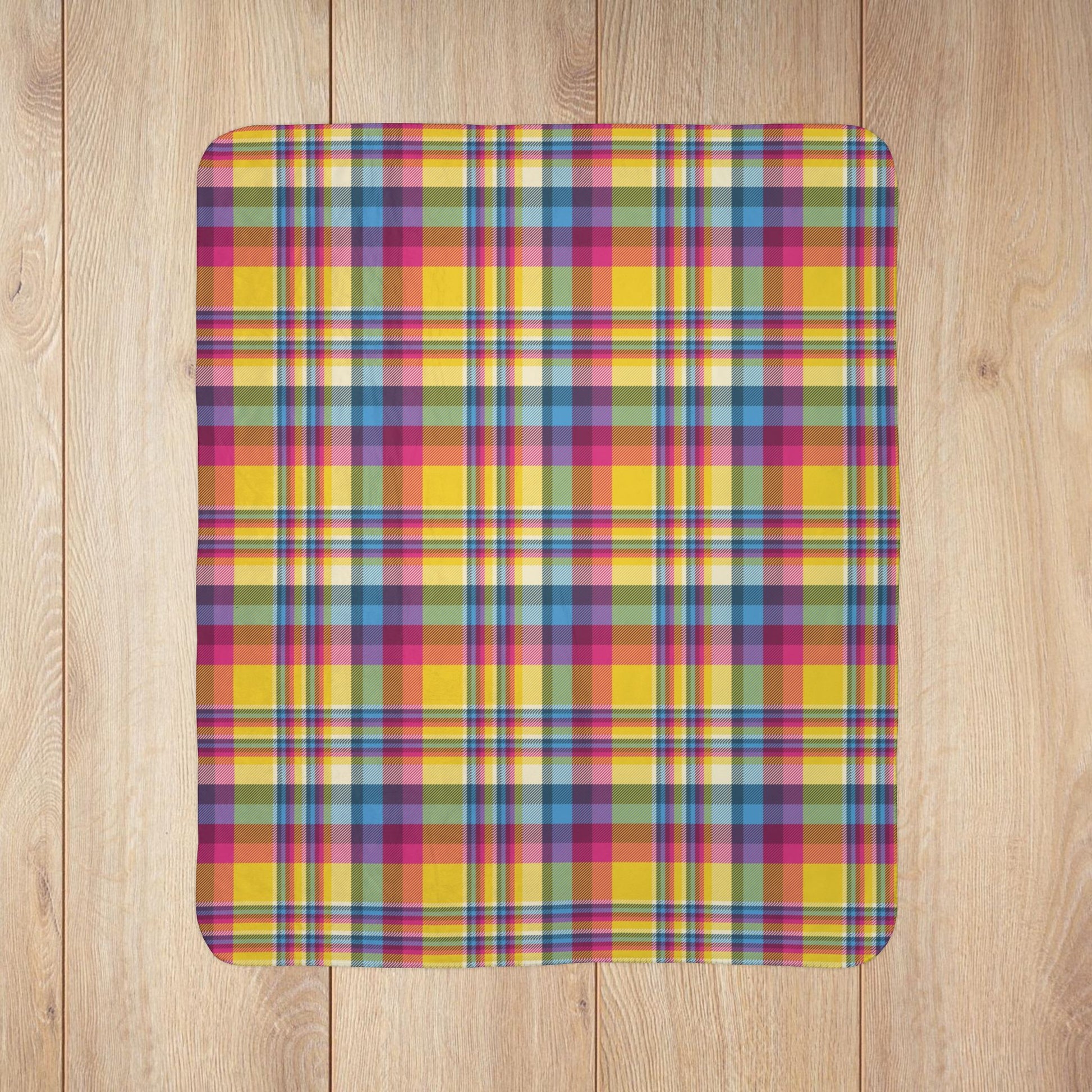 Pansexual Pride Plaid Fleece Sherpa Blanket