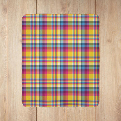 Pansexual Pride Plaid Fleece Sherpa Blanket