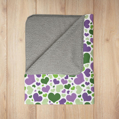 Genderqueer Pride Valentine’s Day Hearts Fleece Sherpa Blanket