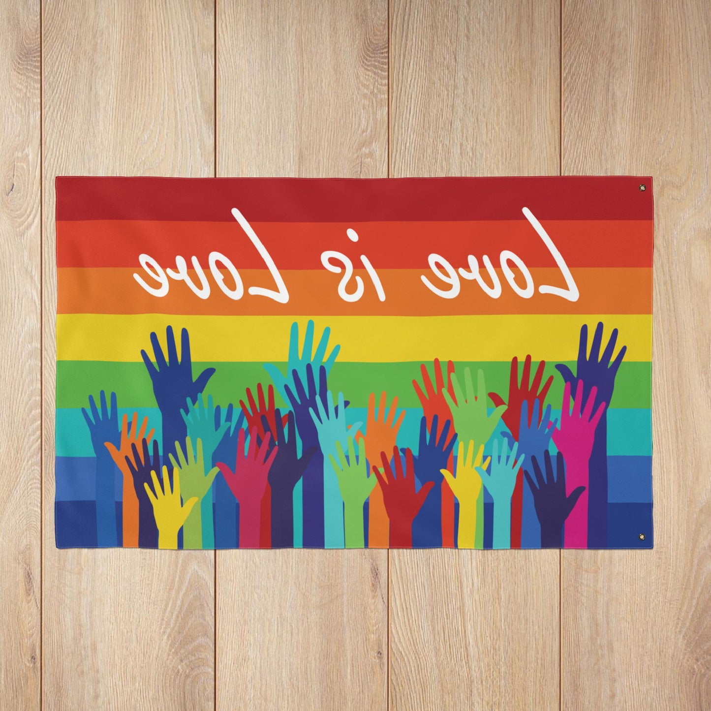 Love Is Love Double-Sided Rainbow Pride Flag with Grommets