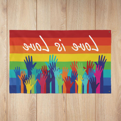 Love Is Love Double-Sided Rainbow Pride Flag with Grommets