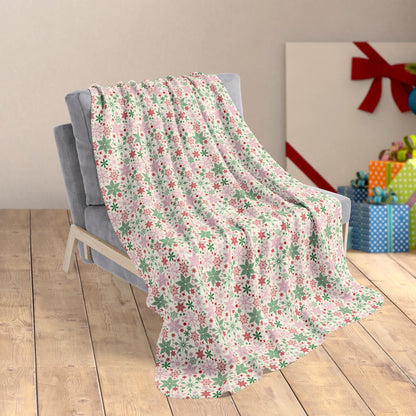 50" × 60" Christmas Pink Snowflake Fleece Sherpa Blanket