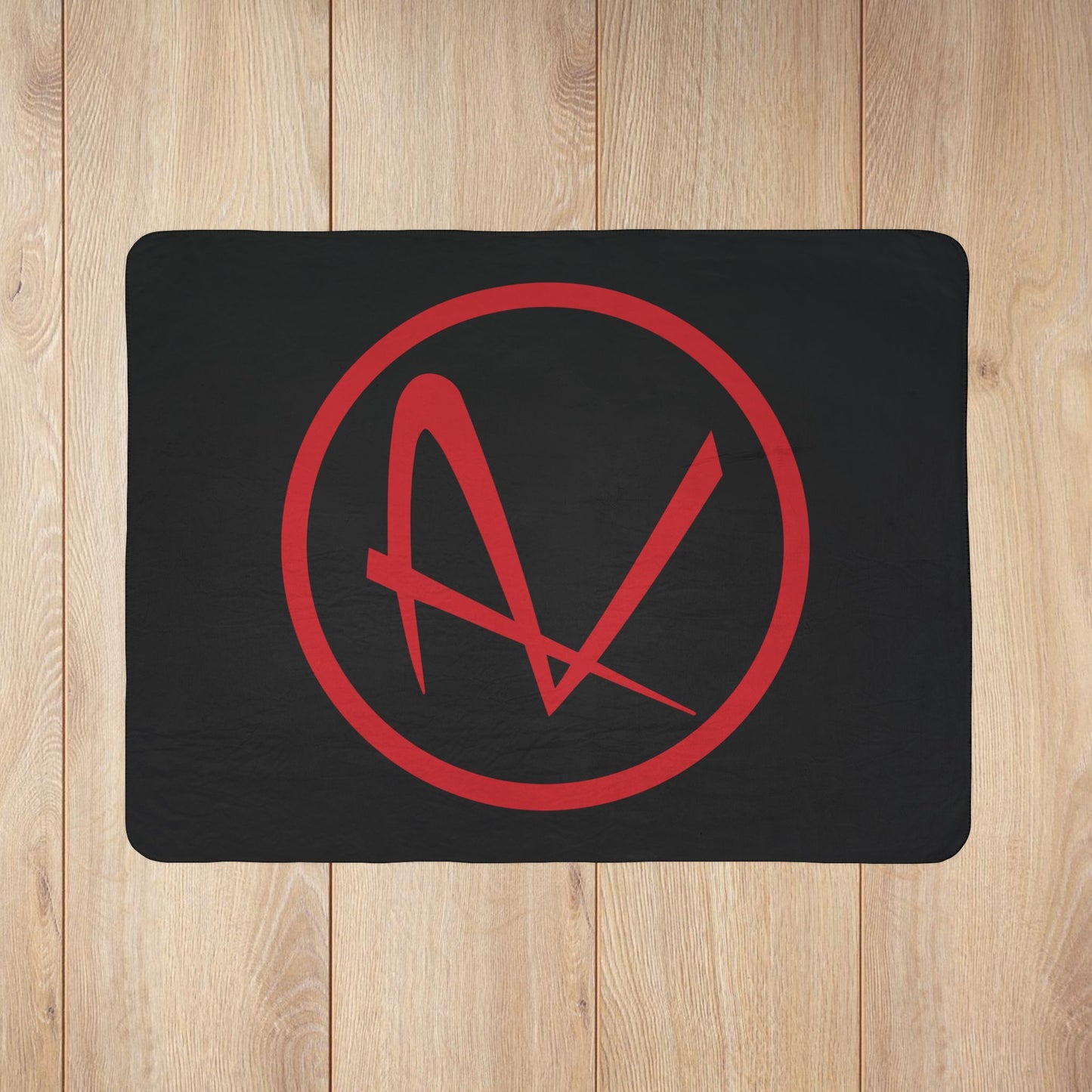 Rambler Red Logo Black Fleece Sherpa Blanket