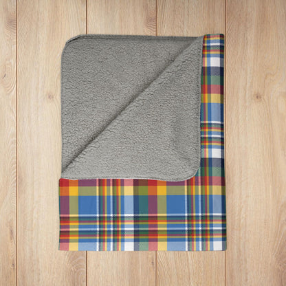 Christmas Blue & Gold Los Angeles CA Plaid Fleece Sherpa Blanket