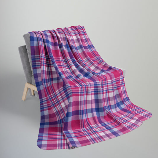 Bisexual Pride Plaid Fleece Sherpa Blanket