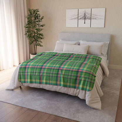 Christmas MCM Green Plaid Fleece Sherpa Blanket