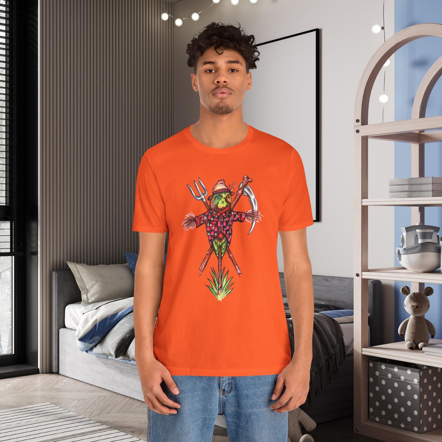 Scarecrow Lovebird, Hand-Drawn & Hand-Colored Tee