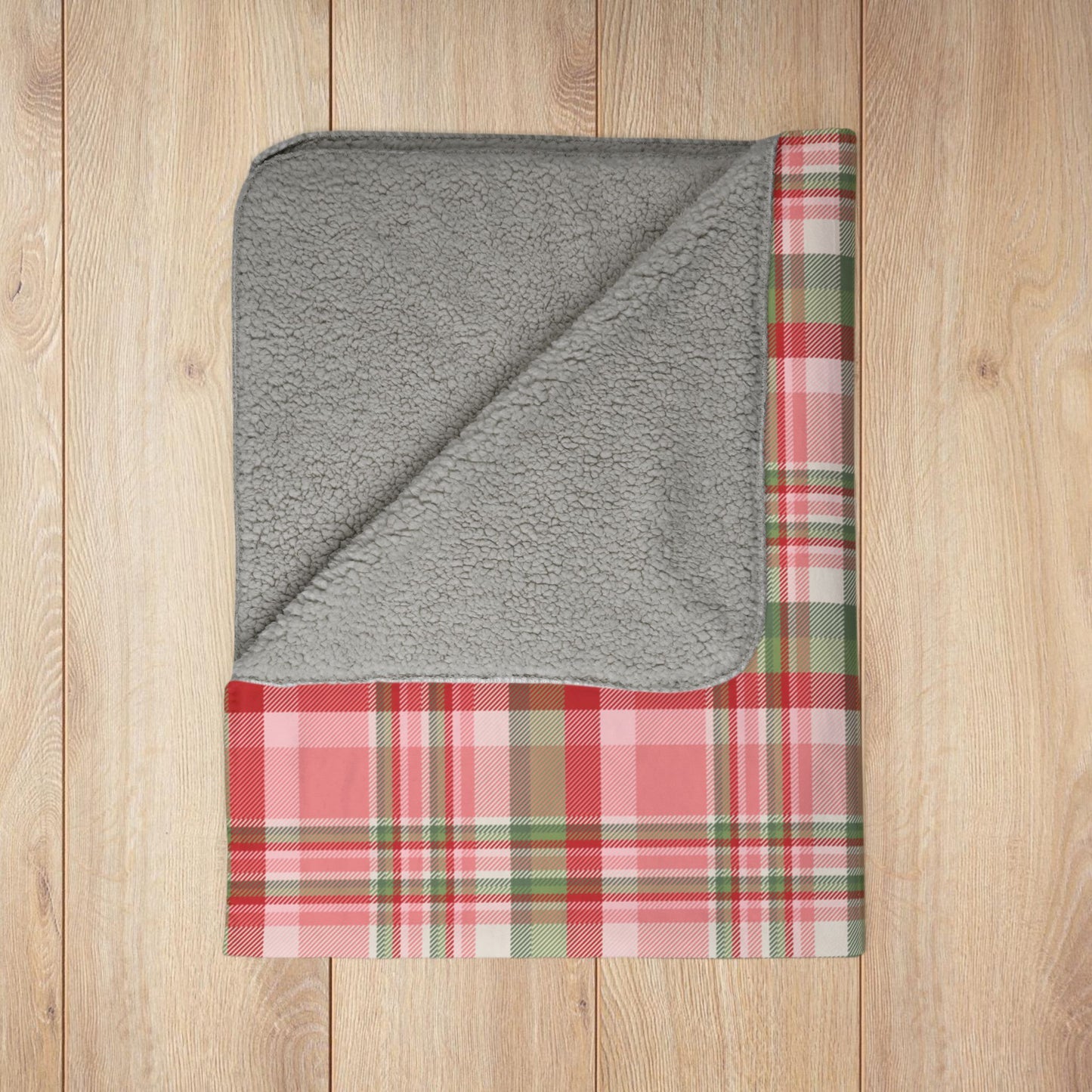 Christmas Pink & Red Plaid Fleece Sherpa Blanket