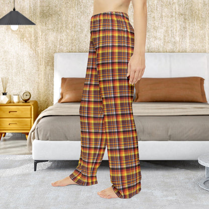 Women’s Brown, Orange & Red Mason OH Plaid Pajama Pants