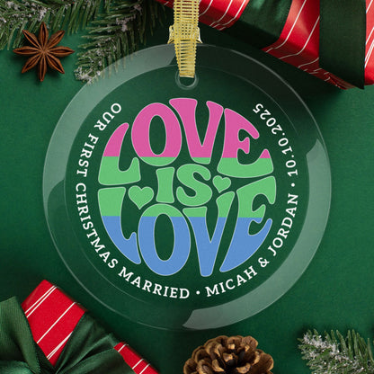 Round One Size Custom Glass Love is Love Polysexual Pride 3.5" Circle Ornaments