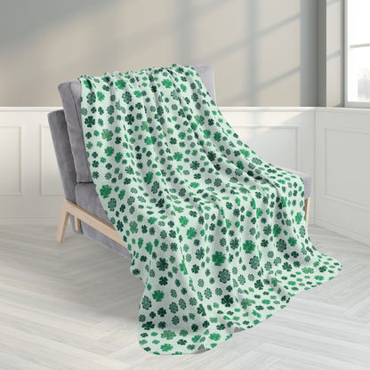 St. Patrick's Day Mint Shamrocks Fleece Sherpa Blanket
