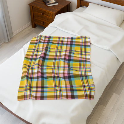 Intersex Progress Pride Plaid Velveteen Plush Blanket