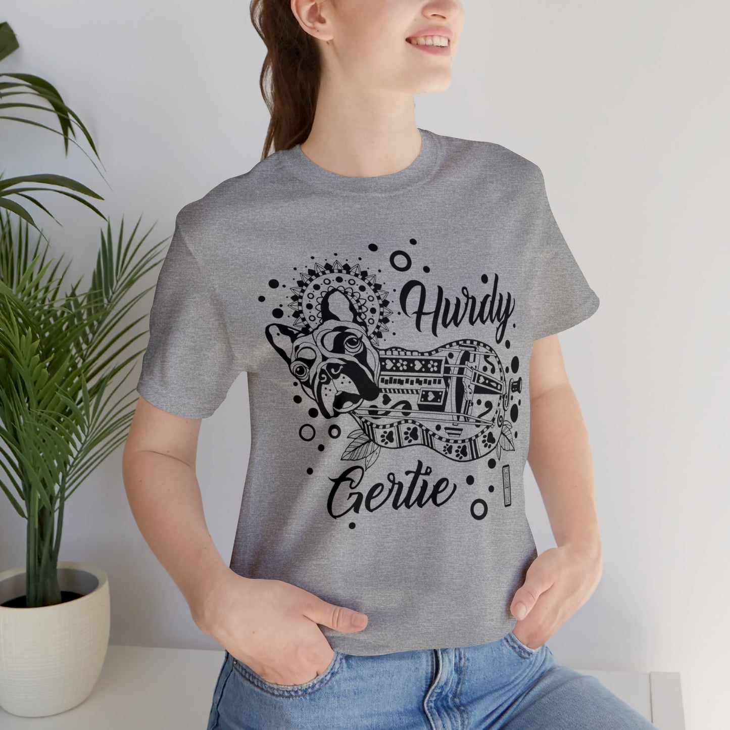 Hurdy Gertie Tee, Chemise Frenchton Dog Line Art