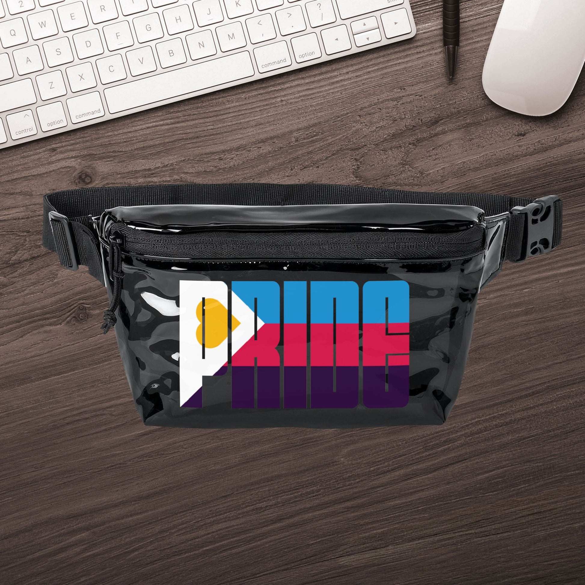 Black Smoke Black One size Polyamory Pride Heart Clear Fanny Pack