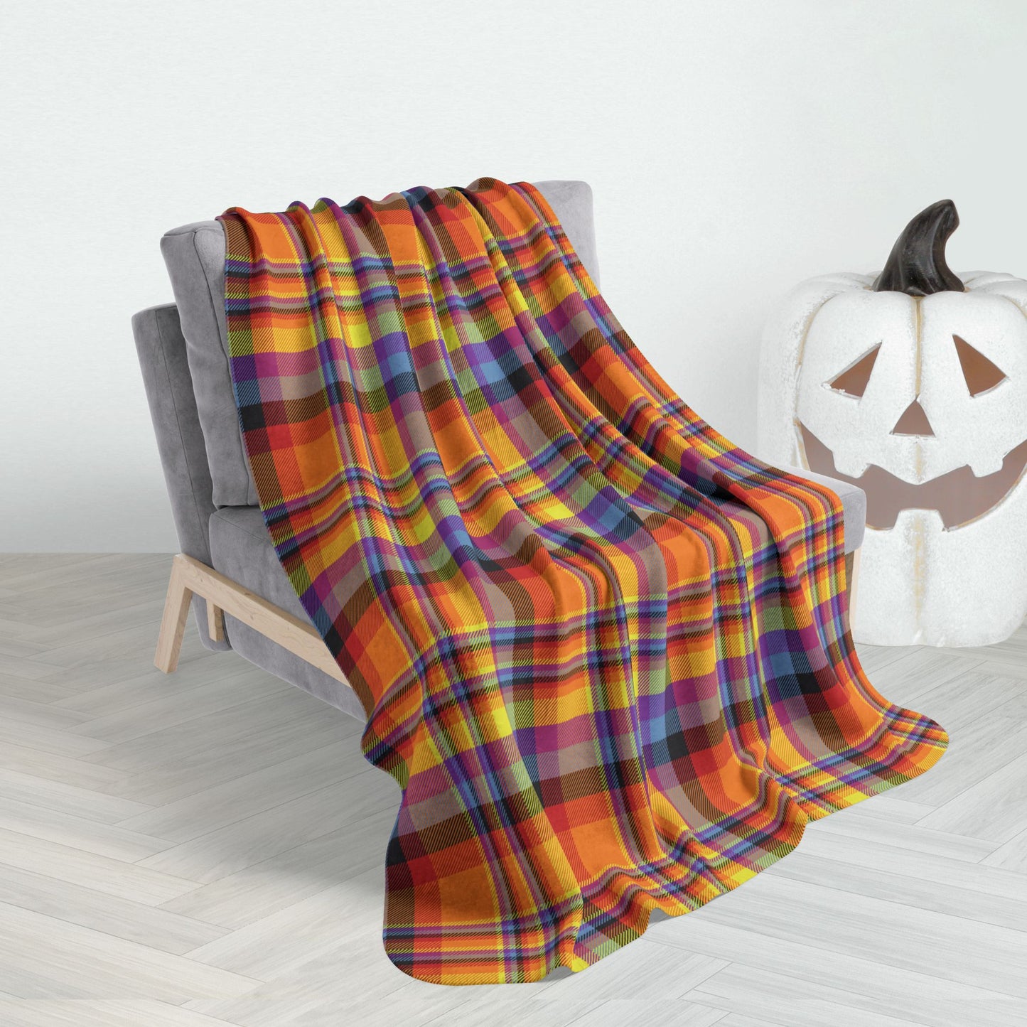 Halloween Plaid Fleece Sherpa Blanket