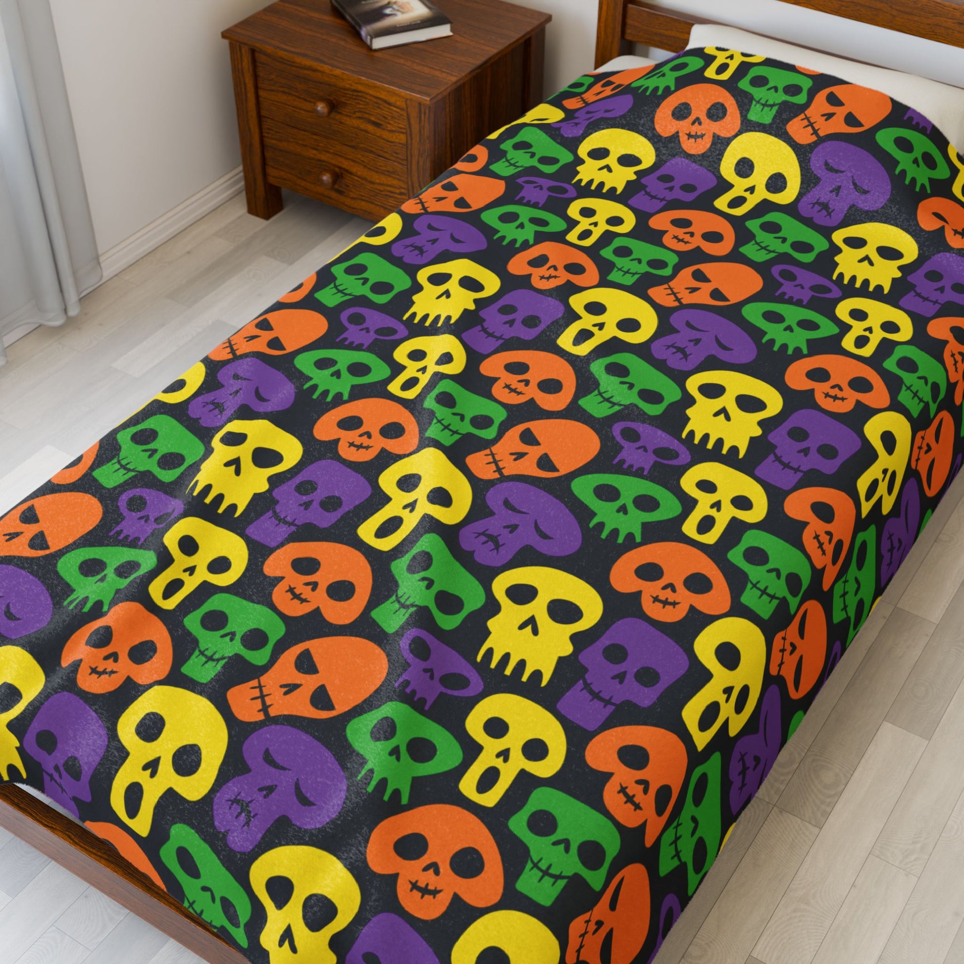 60" × 80" Halloween Skulls Velveteen Plush Blanket