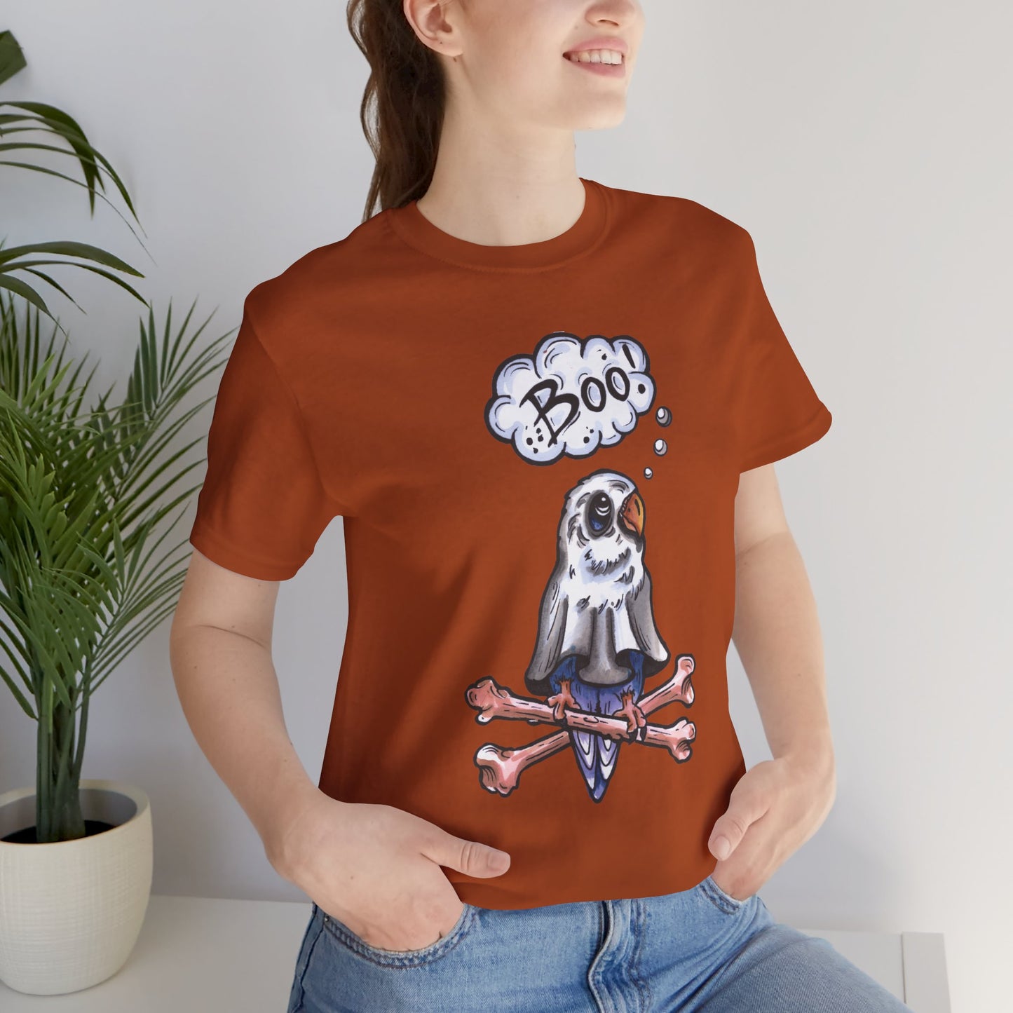 Ghost Lovebird Boo! Hand-Drawn & Hand-Colored Tee