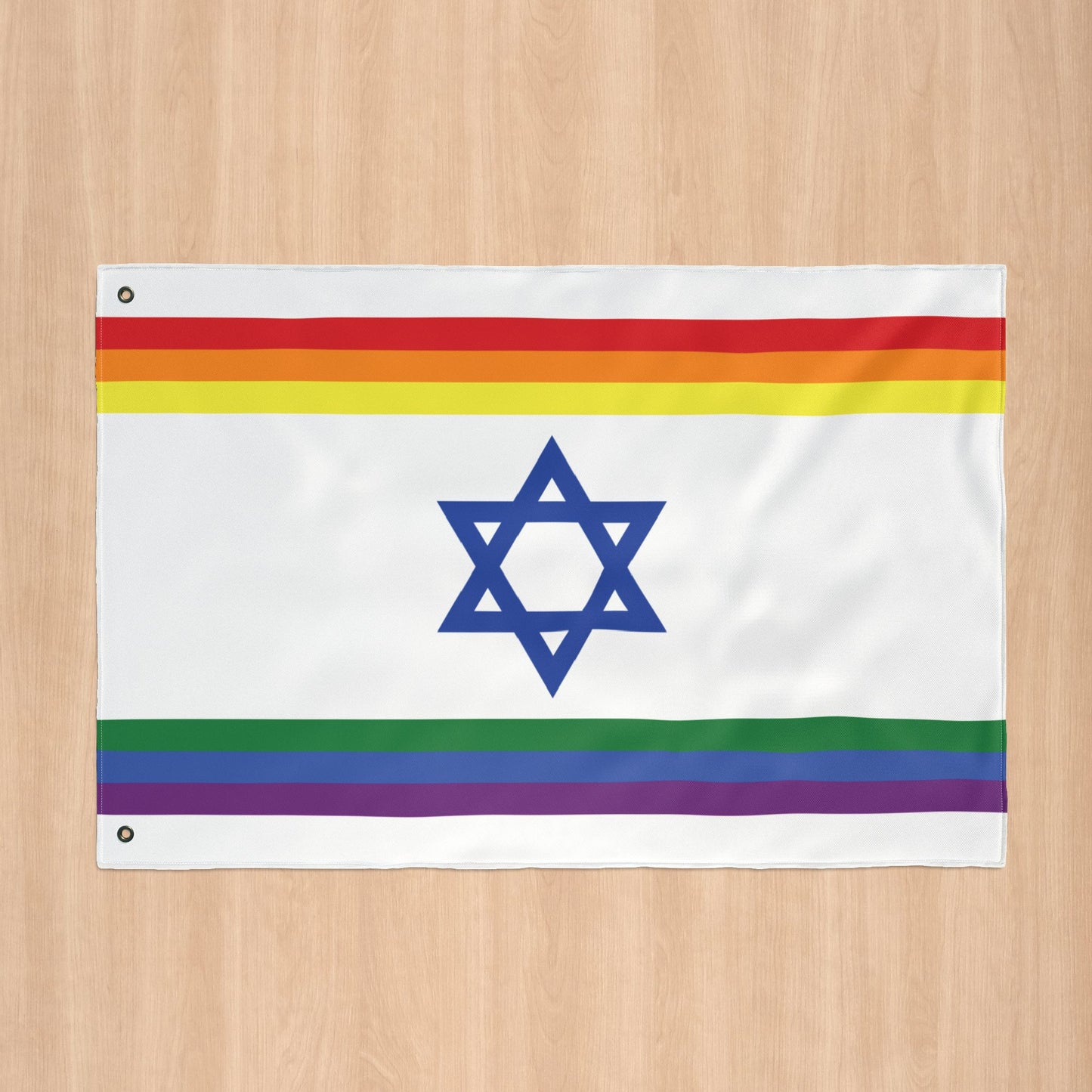 Israel Rainbow Pride Flag with Grommets
