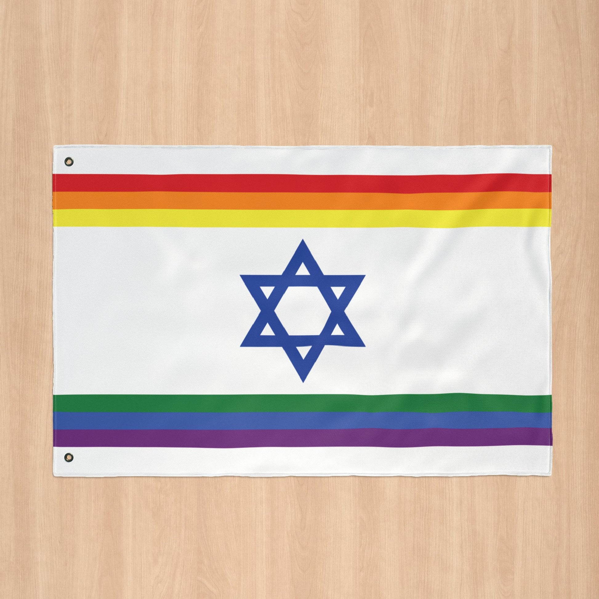 Israel Rainbow Pride Flag with Grommets