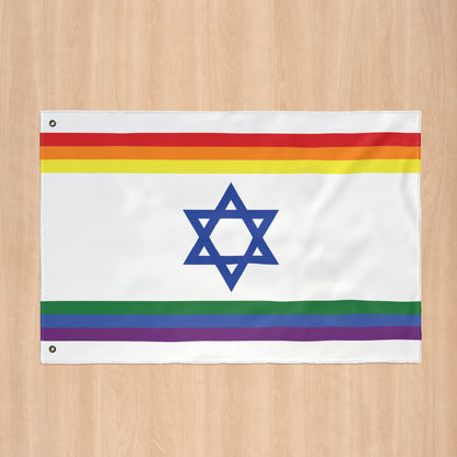 Israel Rainbow Pride Flag with Grommets