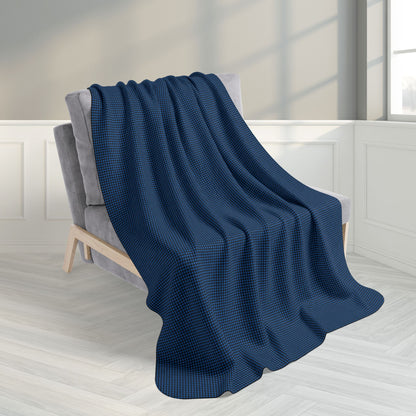 Royal Blue Buffalo Plaid Gingham Fleece Sherpa Blanket
