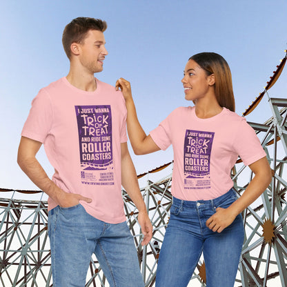 I Just Wanna Trick-or-Treat & Roller Coasters Tee (FRONT graphic) • Irvine Ondrey Engineering