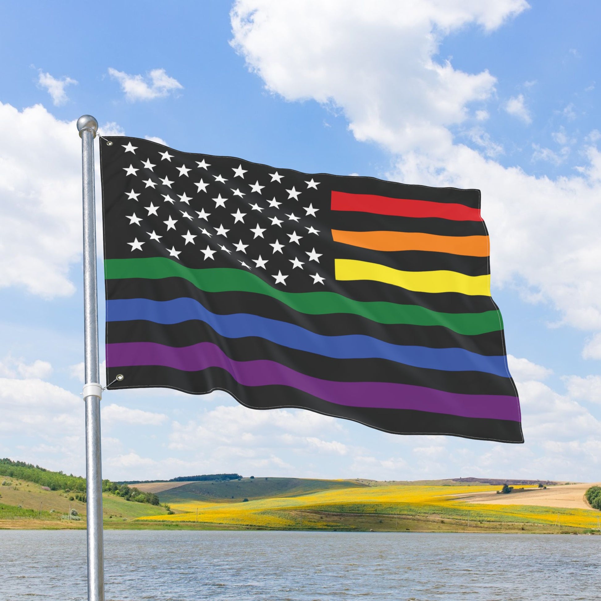 USA Rainbow Pride Flag with Grommets