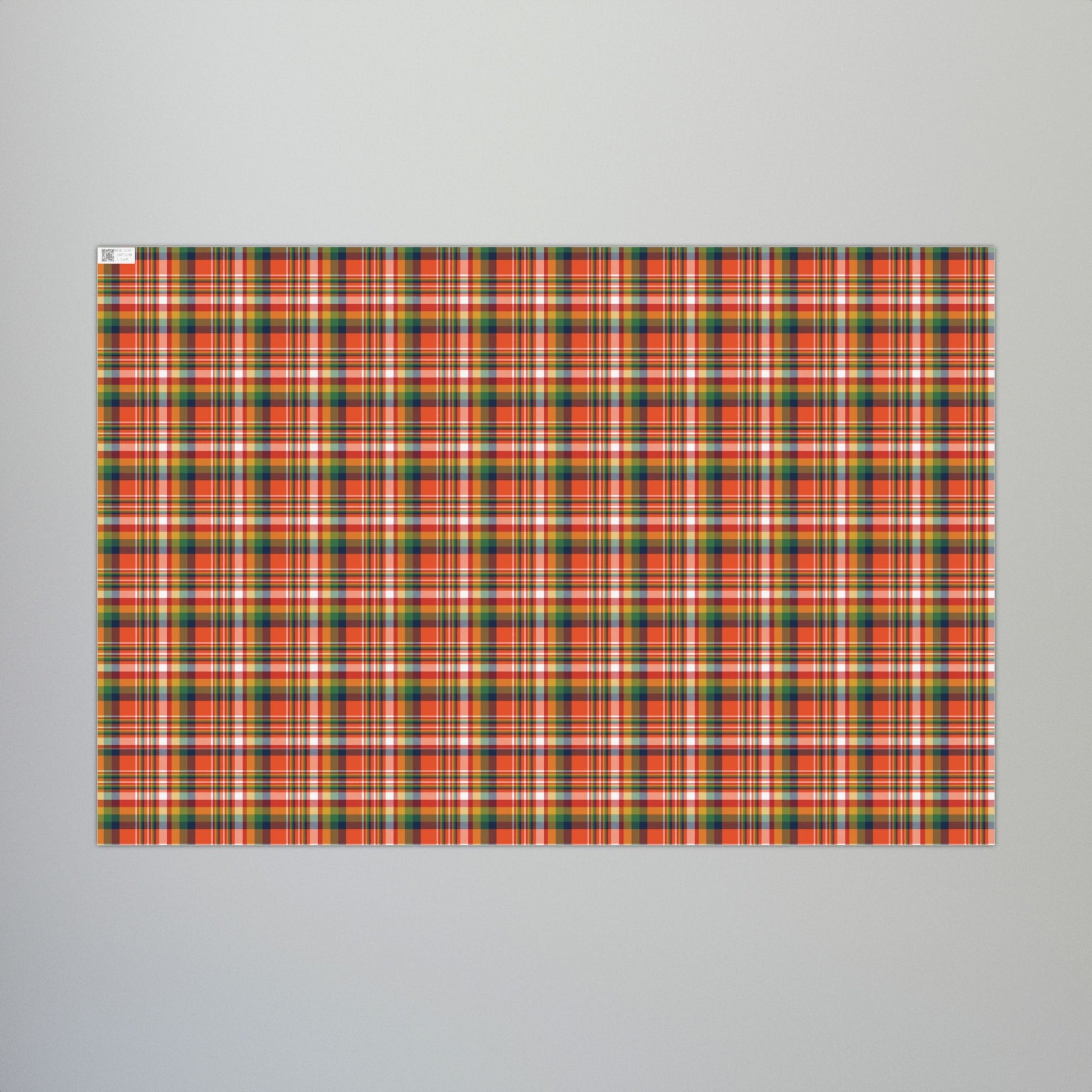 Christmas Orange & Blue Denver CO Plaid Gift Wrapping Paper Roll