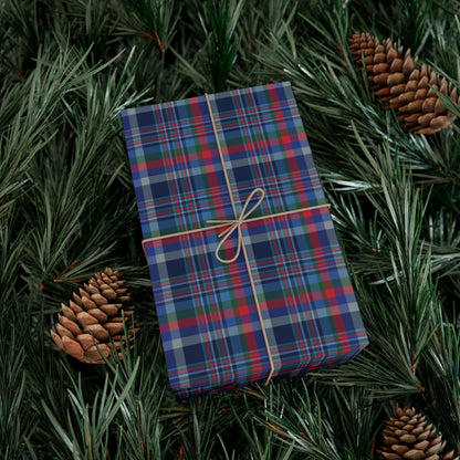 Christmas Navy & Silver Dallas TX Plaid Gift Wrapping Paper Roll