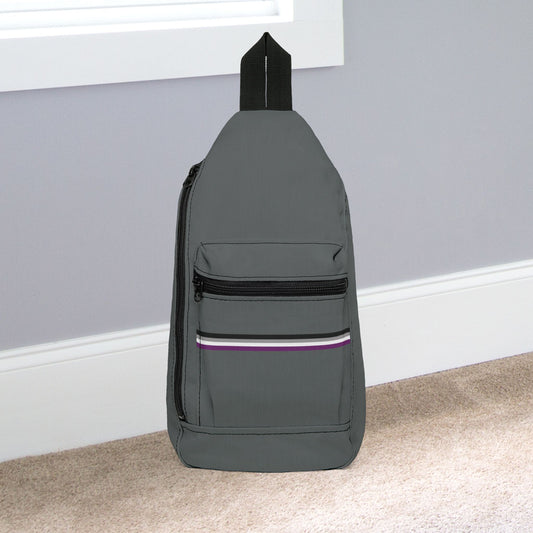 14.5" × 9'' Asexual Pride Grey Minimalist Cross Body Sling Bag