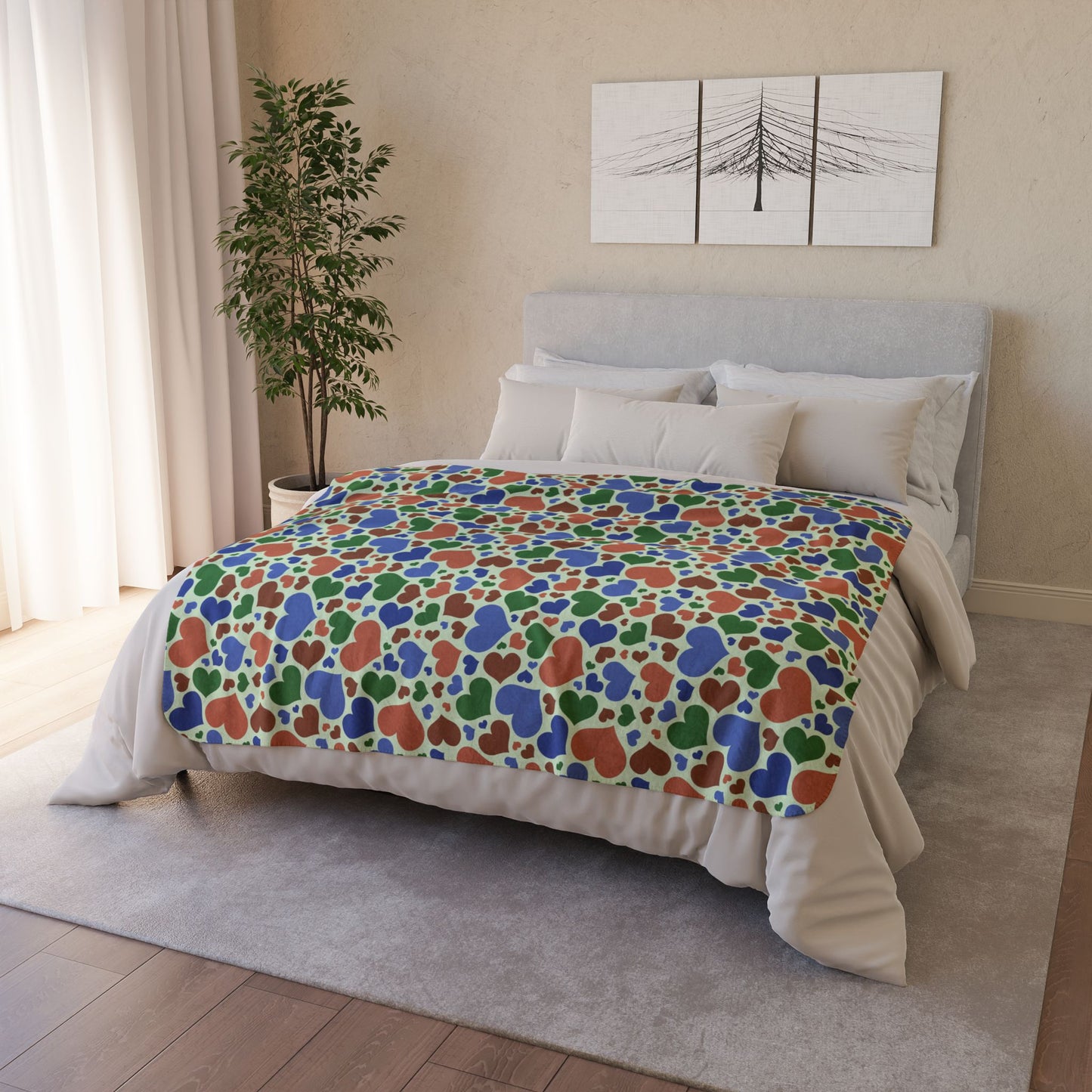 50" × 60" Beige Sapiosexual Pride Hearts Fleece Sherpa Blanket