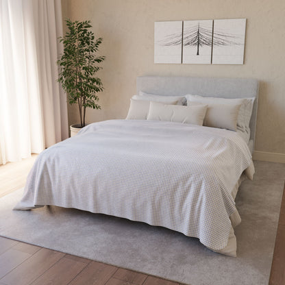 Lavender & Cream Gingham Fleece Sherpa Blanket
