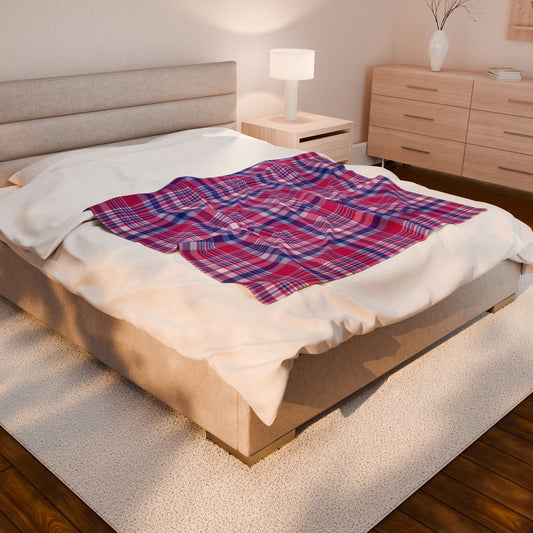 Bisexual Pride Plaid Velveteen Plush Blanket