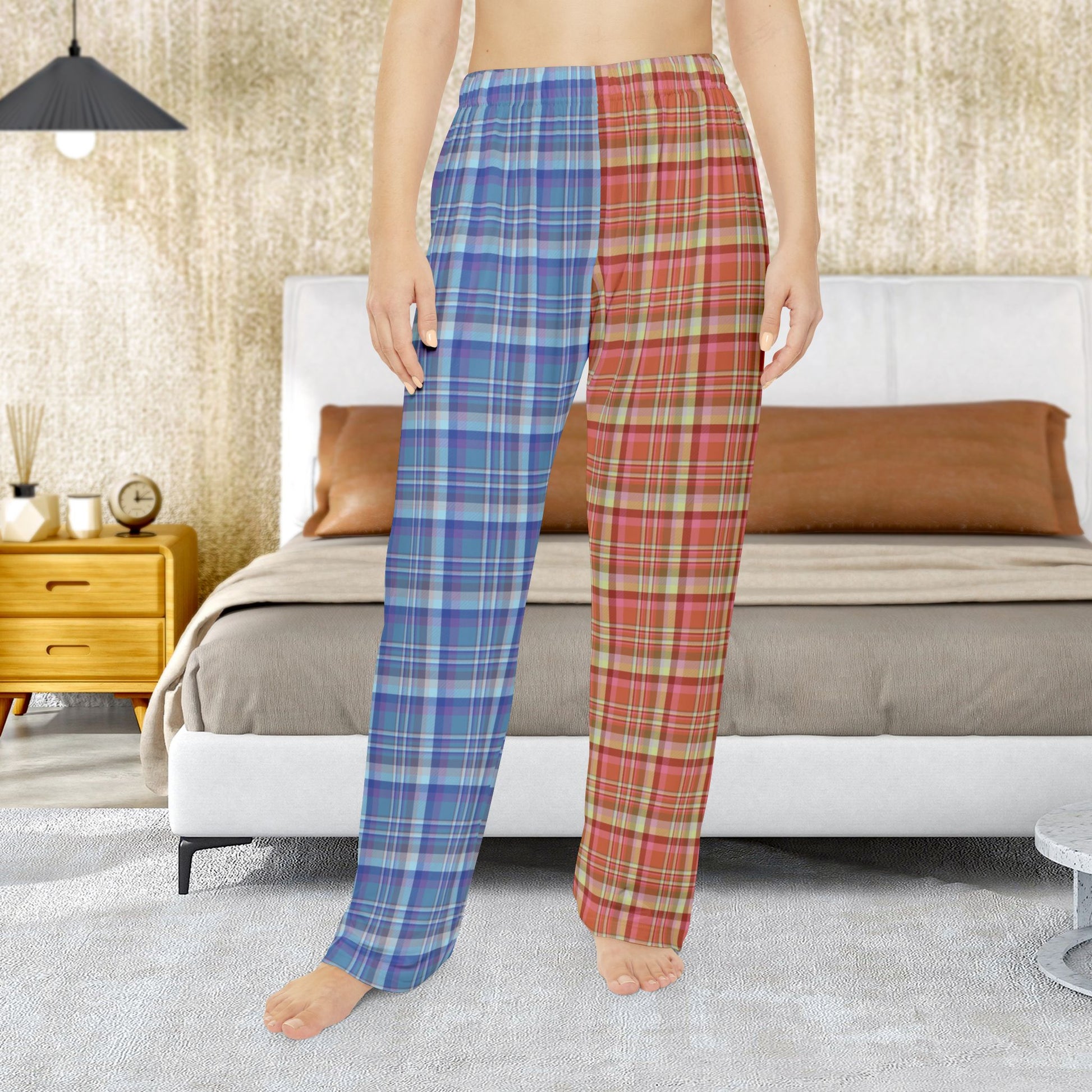 Women’s Half Red, Half Blue Plaid Orlando FL Pajama Pants