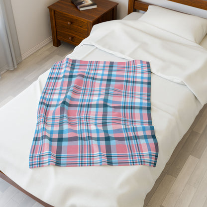 Transgender Pride Plaid Velveteen Plush Blanket