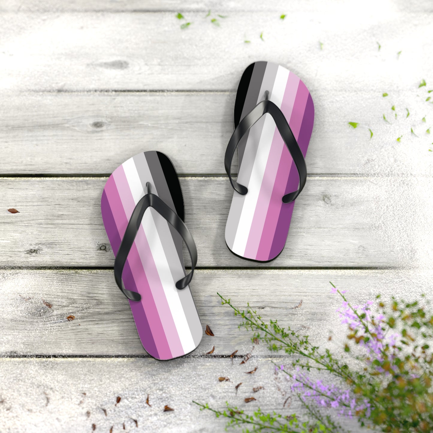S Black sole Straight Queer Pride Flip Flops