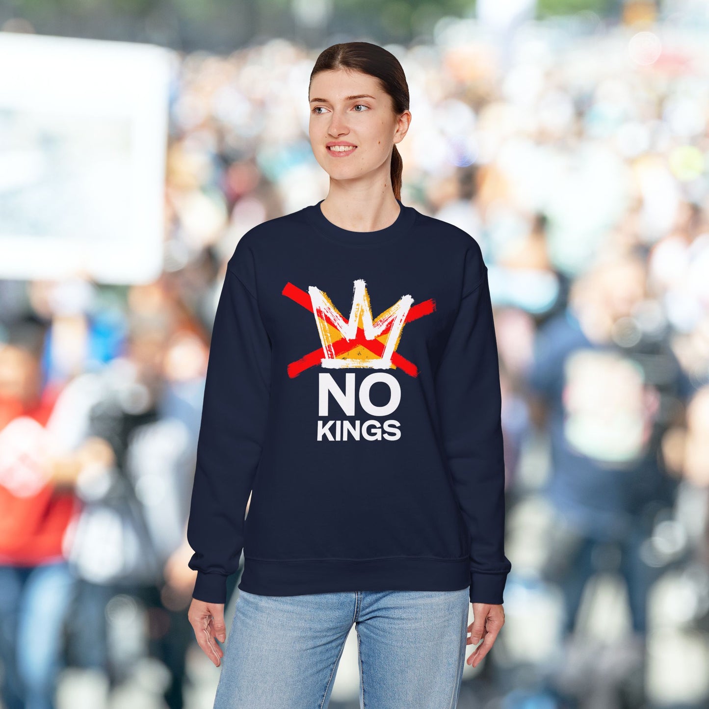 Navy No Kings Protest Sweatshirt