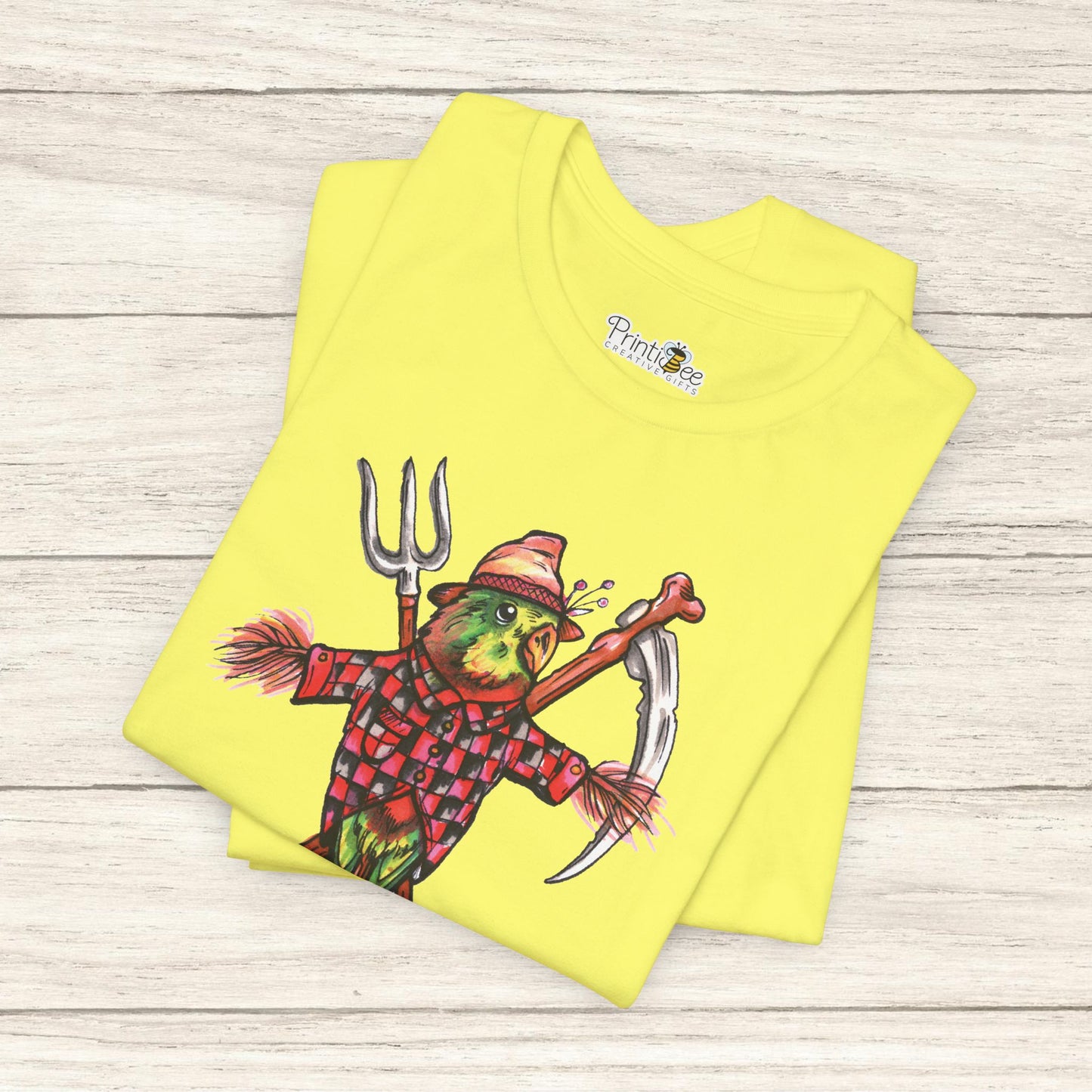 Scarecrow Lovebird, Hand-Drawn & Hand-Colored Tee