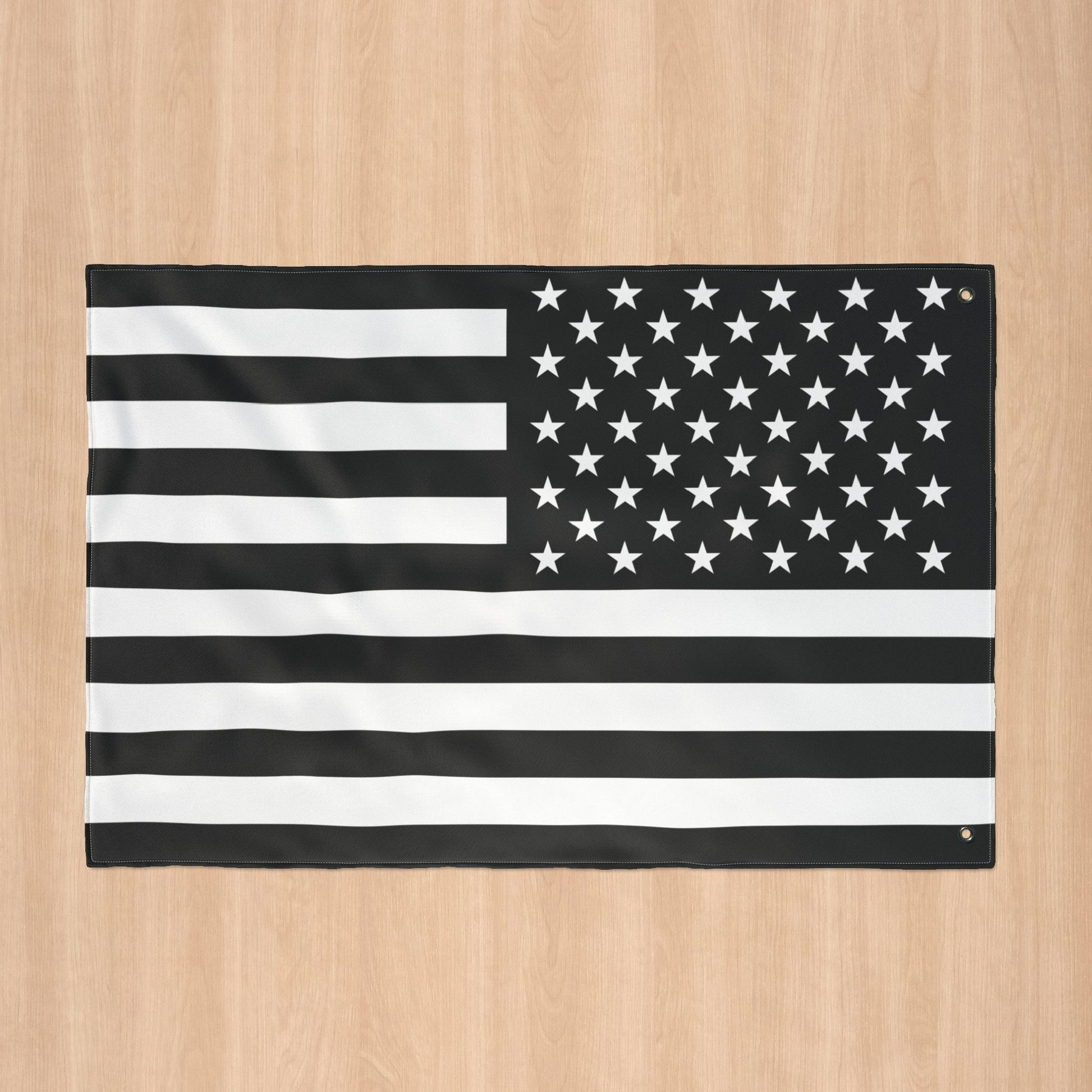 USA Black & White American Flag with Grommets