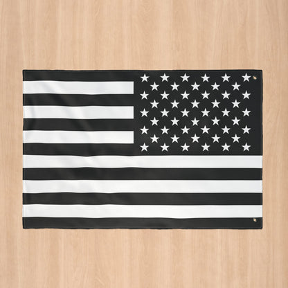 USA Black & White American Flag with Grommets