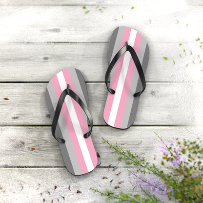M Black sole Demigirl Pride Flip Flops